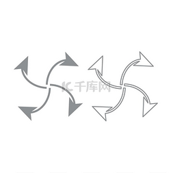 股票图标图片_从中心图标开始循环的四个箭头。