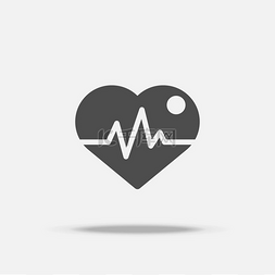 心脏修复图片_心脏带脉搏图标带有阴影的平面设