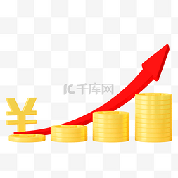 商务红金图片_C4D立体金融上升箭头金币柱状图
