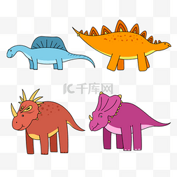 大型野生动物图片_描线可爱大型爬行动物彩色恐龙