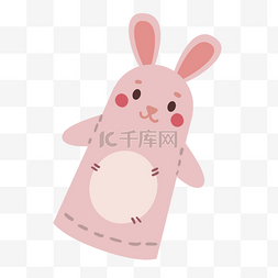 粉色长耳兔手指木偶戏动物
