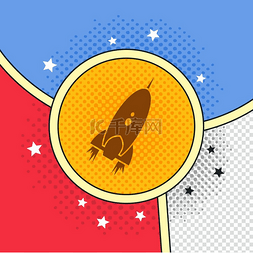 复古发射图片_航天飞机火箭主题矢量艺术插画。