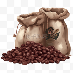 卡通麻袋图片_卡通咖啡豆袋装咖啡