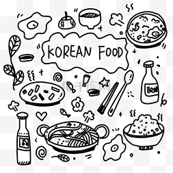 筷子创意图片_韩国美食饮品黑白涂鸦画