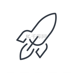 卡通科学卡通图标图片_发射示意图火箭，由线条、象征启