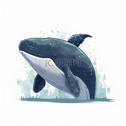 创意海洋生物图片_蓝色卡通创意海洋鲸鱼