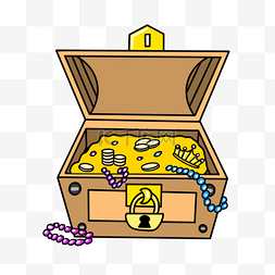 装满金币的宝箱图片_黄棕色正面装满金币的宝箱剪贴画