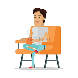 放松舒适图片_咖啡休息矢量享受热饮放松的男人