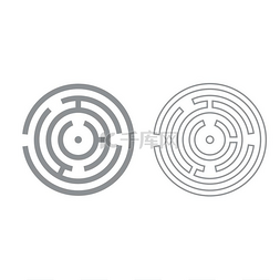 圆形迷宫或迷宫灰色设置图标