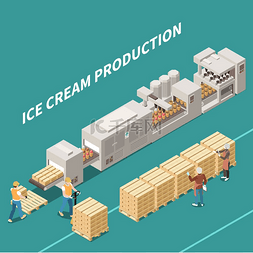 晶格PNG矢量图图片_冰淇淋制造背景与在自动生产线上