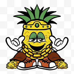 卡通举手图片_水果吉祥物波普嘻 风格黄色菠萝