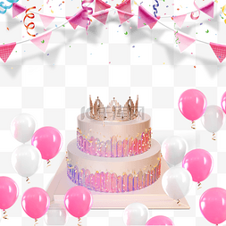 皇冠装饰3d生日蛋糕庆祝
