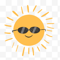 戴墨镜的太阳夏季卡通剪贴画