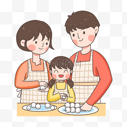 亲子节卡通图片_月见节日本和睦家庭亲子插画