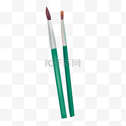 两支绿色世界艺术日水彩画笔笔刷
