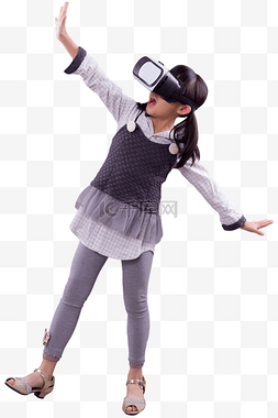 vr体验图片_VR虚拟体验小女孩眼镜科技人物