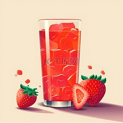 杯果汁图片_一杯鲜榨草莓果汁