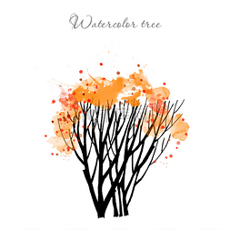 公园背景手绘图片_水彩秋天一棵树