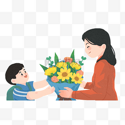 教师节节日学生献花给老师