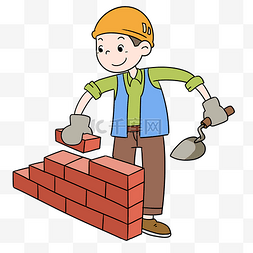 砌墙工作的建筑工人