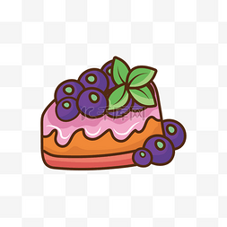 小甜点矢量图片_卡通蓝莓小蛋糕插画
