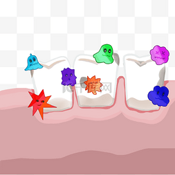 口腔护理卡通图图片_牙齿口腔细菌卫生图