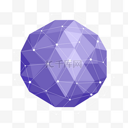 紫色抽象几何低聚球体