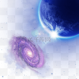 紫色银河旋转太空地球