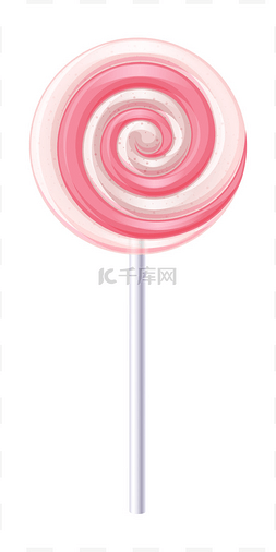 粉色和白色螺旋糖果。草莓棒棒糖