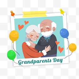 爱心、气球图片_绿色祖父母日气球贴纸图钉