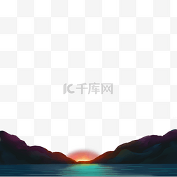 远山河流夕阳