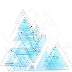 创意的数字图片_带有蓝色三角形、连接点和线的抽