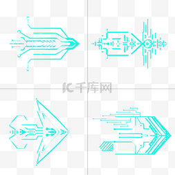 电路板图片_未来派hud绿色线条箭头