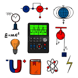 物理科学符号，如磁铁、电力、原