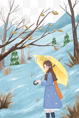 冬季雪景女孩图片_冬季雪景雪地女孩