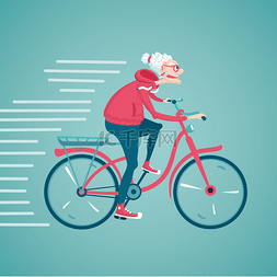 女健身手绘图片_老女人骑自行车