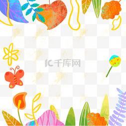 棒棒糖装饰边框图片_夏季植物热带叶子水彩边框