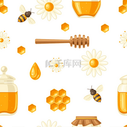 蜜蜂与蜂巢图片_与蜂蜜项目的无缝模式。