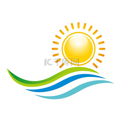 阳光水图片_Logo panorama scenery sunset design icon symb