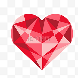 抽象几何低聚立体红色爱心