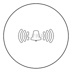 发出命令图片_圆形或圆形矢量插图中的铃声图标