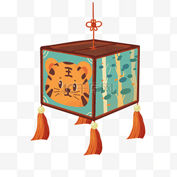 虎年方形老虎灯笼吊饰装饰