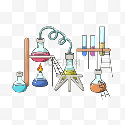 生命科学元素图片_化学实验涂鸦可爱化学材料
