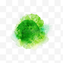 水彩叠加图片_笔刷笔触绿色墨迹水彩风格