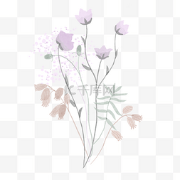 野花婚礼花束水彩风格淡紫色