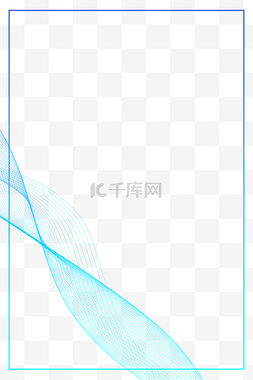 蓝色科技线条底纹图片_蓝色波浪渐变曲线线条科技边框