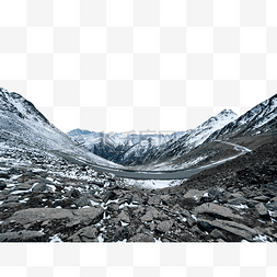 自然风景冬季雪山公路