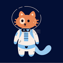 卡通的宇宙图片_太空猫可爱的小猫穿着宇航服戴着