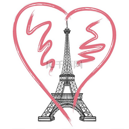 塔标志设计图片_Grunge 法国海报与埃菲尔铁塔。 