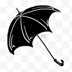 黑色手绘雨伞创意黑白单色涂鸦
